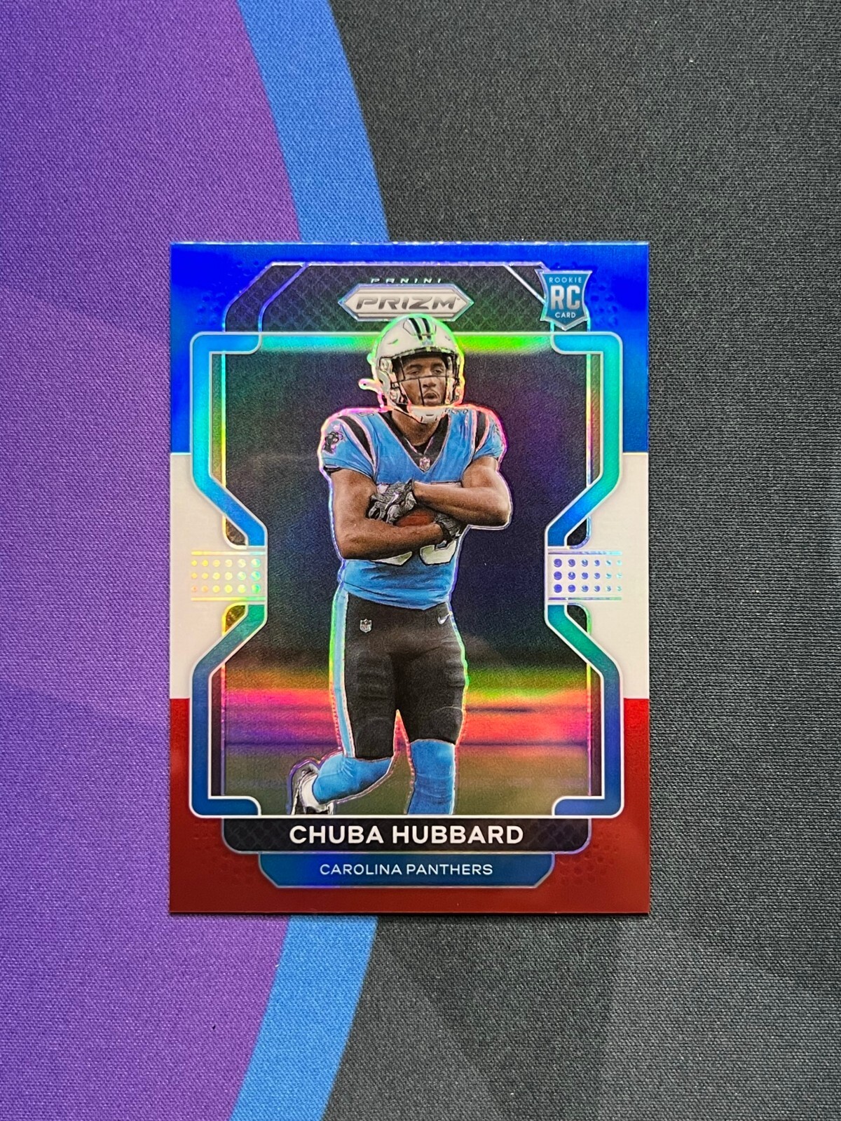 CHUBA HUBBARD PANTHERS ROOKIE RED WHITE BLUE PRIZMS #355 RC SP 2021 PANINI PRIZM