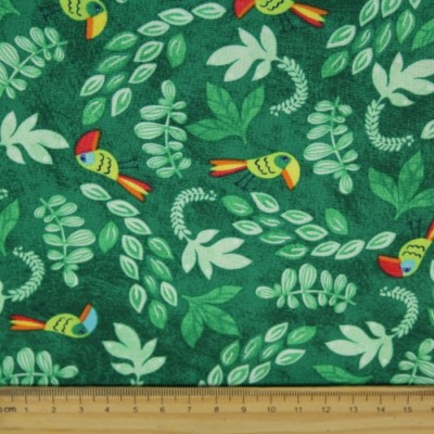Papagei Stoff Vogel Baumwollstoffe grün von timeless treasures fabrics