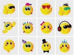 Nuevo 144 Sonrisa Cara Feliz Emoji Tatuajes Temporales De Transferencia Bolsa Fiesta Relleno Hb 12 Ebay