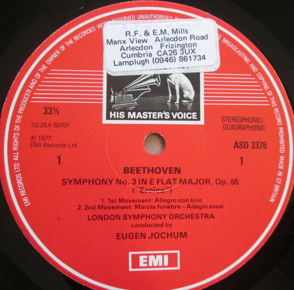 ASD 3376 ED1 Beethoven Symphony no. 3 Eroica Eugen Jochum NEAR MINT Quad EMI - Image 4 of 4