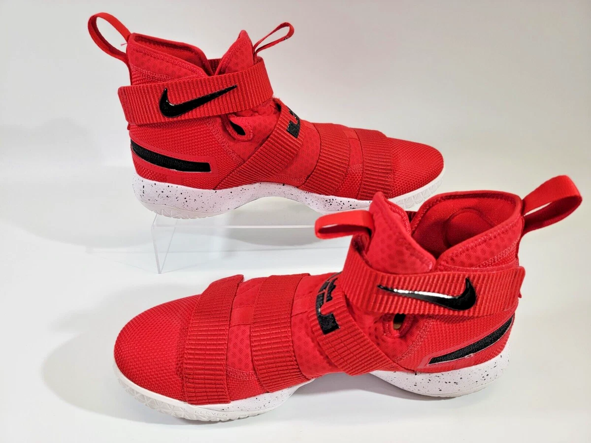 CCN Men s 13 Nike LeBron James Soldier 11 Flyease Bred University Red Sneakers