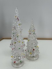 3 PC Acrylic Lighted Tree Multi Color Christmas Tabletop Decoration WORK