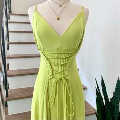 Zara NEW Long Tied Corset Lace Up Midi Dress Lime Green SS2020 Szs M, L | eBay Zara NEW Long Tied Corset Lace Up Midi Dress Lime Green SS2020 Szs M, L | eBay