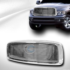 Fits 02-05 Dodge Ram Chrome Horizontal Billet Front Hood Bumper Grill Grille Abs