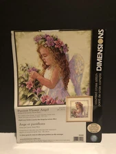 Dimensions Counted Cross Stitch Kit Passion Flower Angel 11" x 11" Used