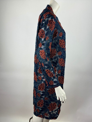 Sundance Driftwood Turn Heads Coat Women M NWOT Embroidered Floral Sheer Jacket - Picture 9 of 13