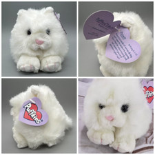 Vtg 1991 Swibco Puffkins Cat Paws White Persian Plush New w Tag 5 Inch Puuurfect