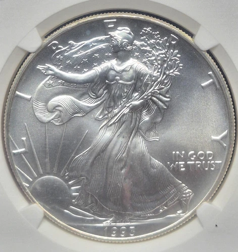 1993 American Silver Eagle One Ounce 99.9 % SILVER NGC 🔥MS69🔥 Brown Label