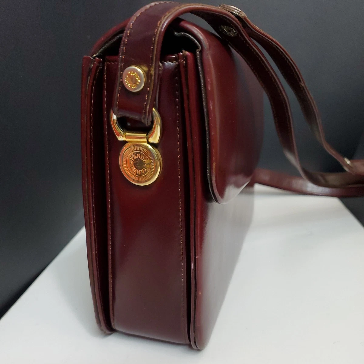 Tandy Vintage Burgundy Red Leather Shoulder/Crossbody Purse 10x7x2