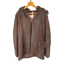Lakeland Brown Leather Coat With Fur Trimmed Hood Size 20 Bnwt Rrp449