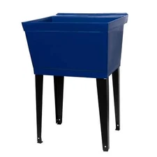 Tehila Utility Sink with Black Legs and P-Trap Kit 19 Gallon - Blue