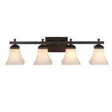 Rubbed Oil Bronze And Frost Glass 4 Light Bath Wall Fixture Orig $435