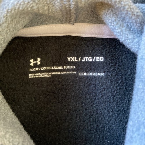 Under Armour YXL Youth gray/black pullover hoodie Logo sweatshirt Unique Design - Picture 3 of 6