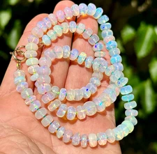 AAA Gold Natural Neon Ethiopian Opal Roundel Beads Multi Fire For Making Jewelry