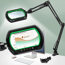 12X Ultra Long 3-Section Swing Arm Lighted Magnifying Glass,  5.3* 3.2" Rectangl