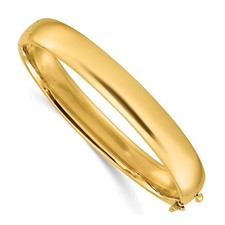 14K Yellow Gold Polished Domed 9.8mm Solid Hinged Bangle Bracelet 46.68gm