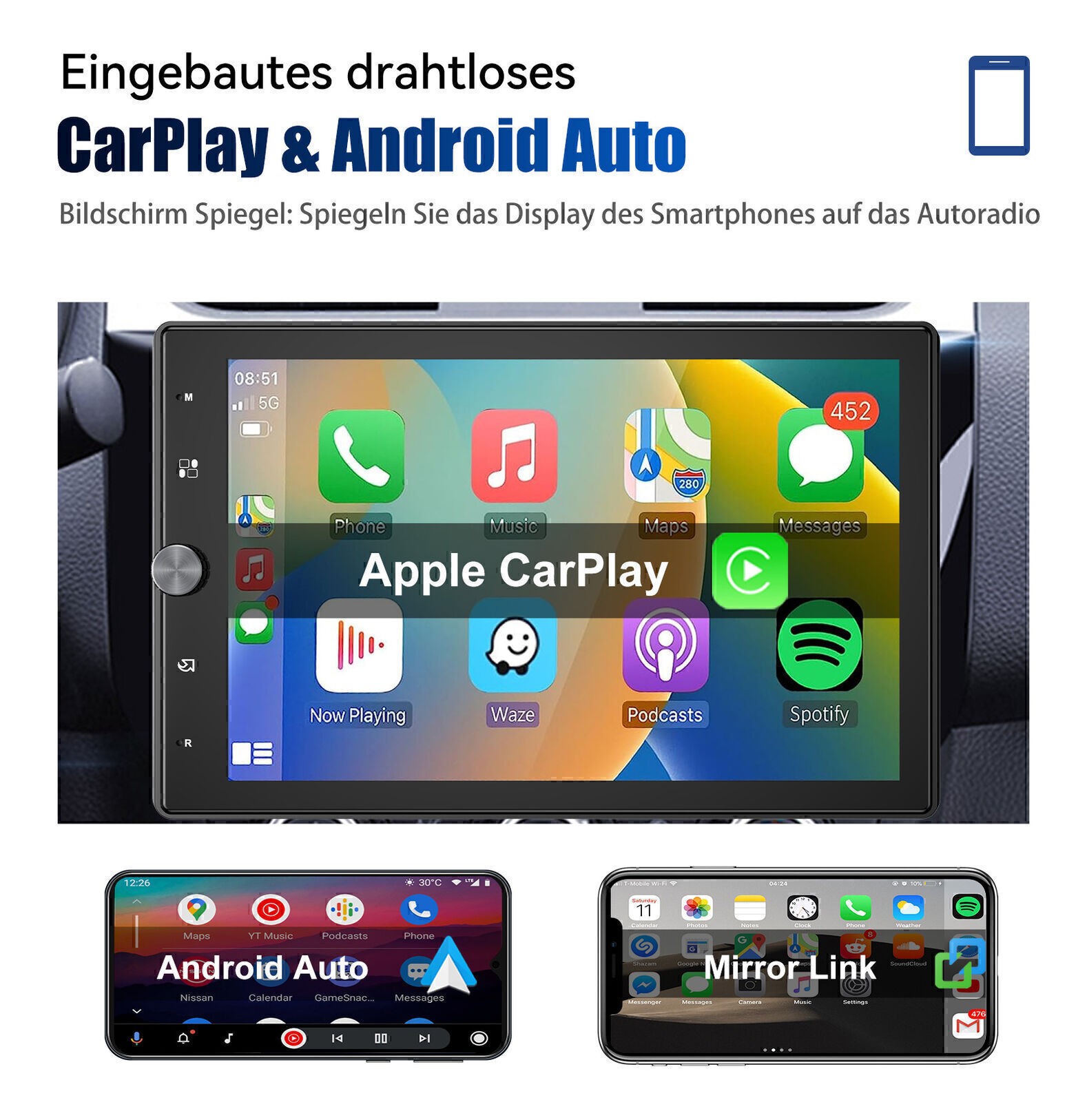 Autoradio 10.4" Wireless Carplay e Android Auto foto 6