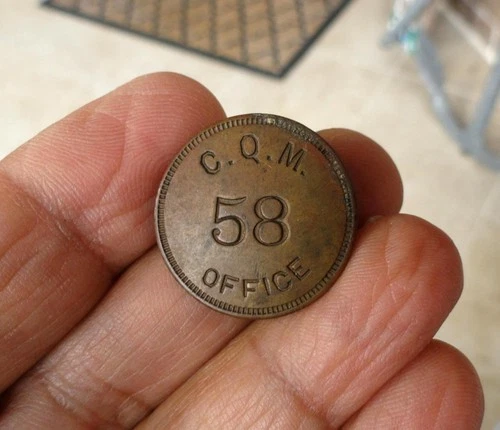 COMPANY QUARTERMASTER 58 OFFICE C.Q.M. Army Civil War era? MILITARY PIN