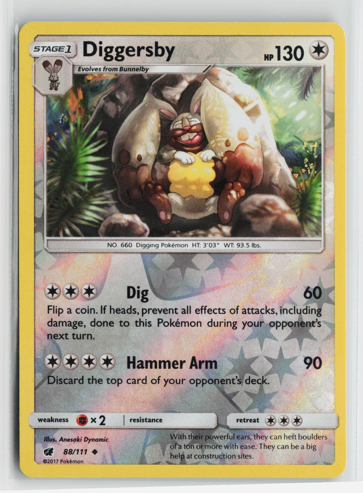 Diggersby 88/111 Uncommon Crimson Invasion Pokemon Reverse Holo Near Mint