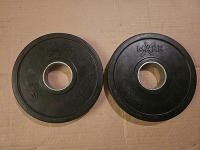 Xmark Pair of Rubber Coated 5 Lb Plates Olympic Size Barbell Weights Tri Grip