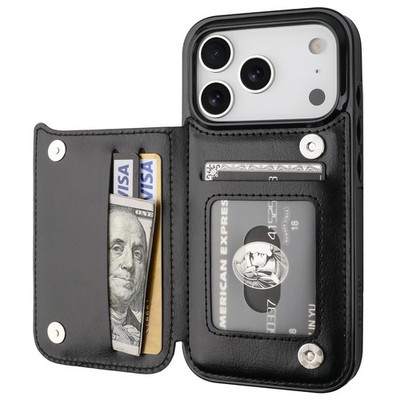 ONETOP Compatible with iPhone 17 Pro Wallet Case Card 6.3 Inch, Black