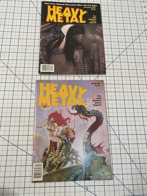 2-Heavy Metal Magazines 1981 DEC April Comic Fantasy RARE GIGER CORBEN MOEBIUS