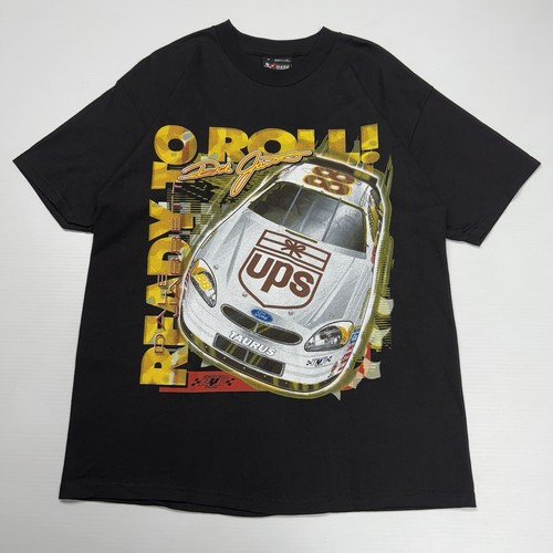 Vtg Nascar Dale Jarrett Tee #88 Black M Graphic UPS Ready to Roll Chase Racecar