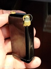 BRIQUET GAZ FLAMINAIRE QUERCIA PARIS "CRILLON " CIRCA 1948. NOIR ET PLAQUÉ OR