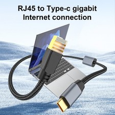 Nylon Braided USB C to RJ45 Networking Adapter for Stable Internet Connection