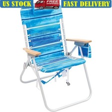 Extended Height Backpack Beach Chair W/ Adjustable Recline  Storage Pouch New