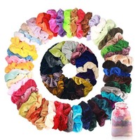 50 StüCk Samt Haargummis Damen Bunte Elastische Scrunchies