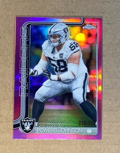 2025 Topps Chrome Jackson Powers-Johnson Pink Refractor #239/250 Raiders