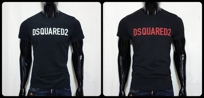 SALE Dsquared2 MEN'S SLIM FIT LOGO T-SHIRT 100% COTTON BLACK CREW NECK