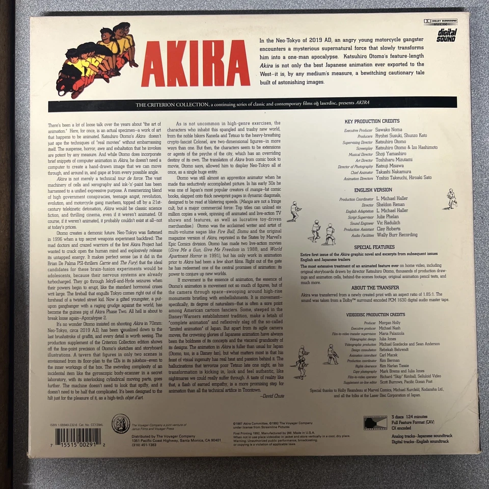 AKIRA Criterion Collection (1988 LaserDisc) W/Foldout Sleeves Cult Anime VNTG - Image 2 of 4