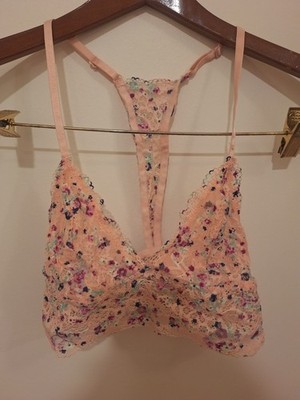 Secret Possessions Lace Floral Racerback Bralette Peach Multicolor Adjustable S