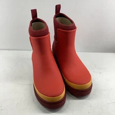 Merry People Tully Ankle Rain Boots Grapefruit Red US M7 W8