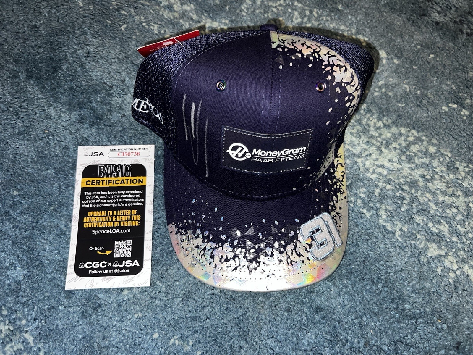 Esteban Ocon Signed 2025 Las Vegas GP Formula 1 Haas Racing Hat Star JSA Auth 