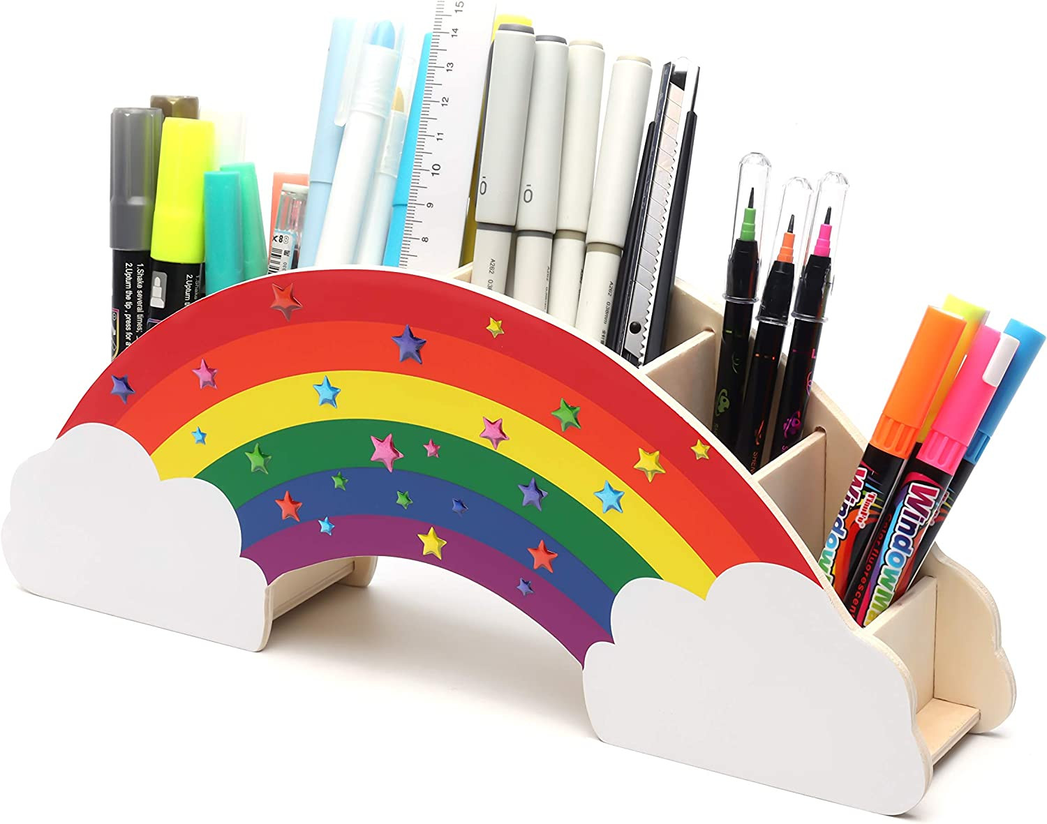 Organizer Scrivania Bambini Arcobaleno DIY: Portapenne Creativo con Stelle