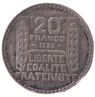 20 francs Turin En Argent 1933