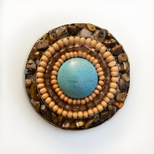 Belt Buckle Women  s Southwestern Style w/ Turquoise Color Stone 3 1/2 In Wide
