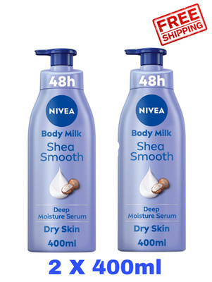 2 X 400ml NIVEA Body Milk Shea Smooth Deep Moisture Serum for Dry Skin