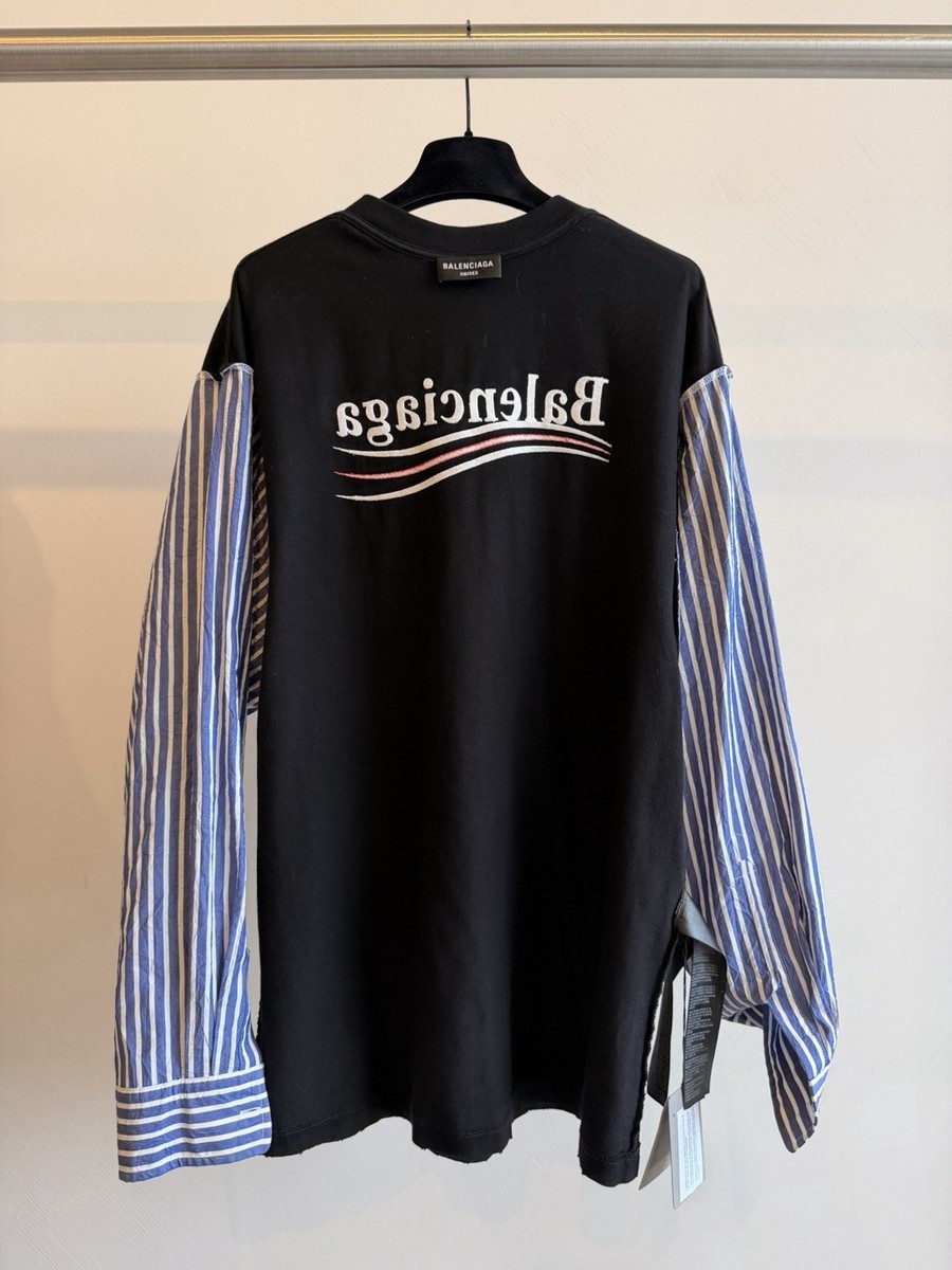 Balenciaga Political Campaign Layered Long Sleeve T-Shirt Black