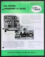 LAND ROVER CASTROL HIGH PRESSURE LUBREQUIPMENT Sales Leaflet Early 1960s