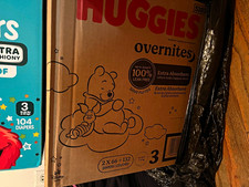 Huggies Overnites Size 3 Overnight Diapers 132 ct Unisex White 16-28 lb