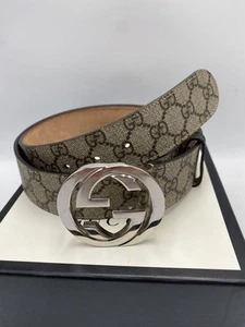 Gucci 95/38 411924 Ceinture imbriquée GG Supreme Cuir KGDHN Beige sans boîte