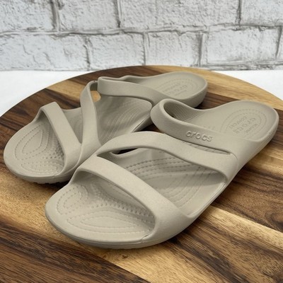 Crocs Kadee II 506756 Womens 10 Strappy Flats Slip On Beige Matte Sandals