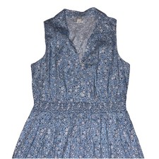 J. Crew Women's Cottage Core Dress Pockets Button Down Blue Floral Cotton 4 SM