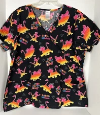 DISNEY Scrub Top Simba & Friends "Just Can't Wait to Be King" Size XL Pediatrics