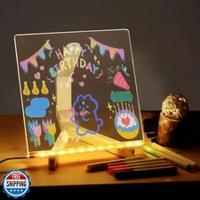 CAPOT Acrylic Dry Erase Board with Light 5.9 X 5.9” Light up Dry 