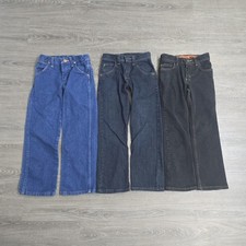 Lot Of 3 Wrangler Jeans Youth Boys Sz 8 Regular 13MWZ Cowboy Cut Flex Dark Wash